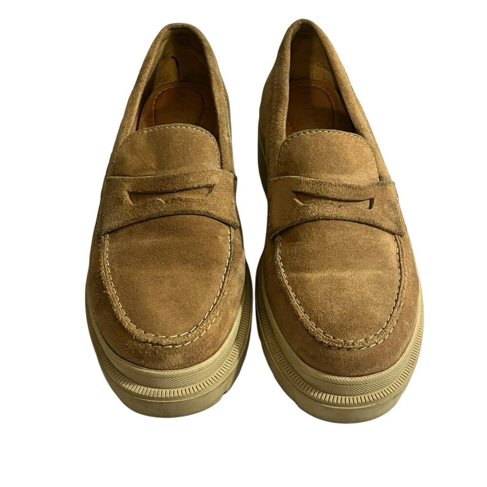 Patina Zoe Chunky Lug Loafers Platform •38.5/8.5• Taupe Beige Suede Portland - Picture 4 of 11